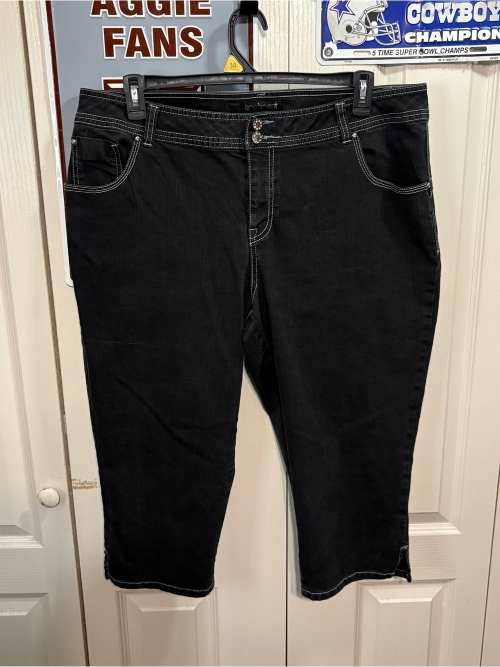 Lane Bryant Black Cropped Capris with Contrast Stitching